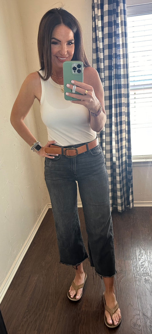 White Essential Micro-Ribbed Tank Top