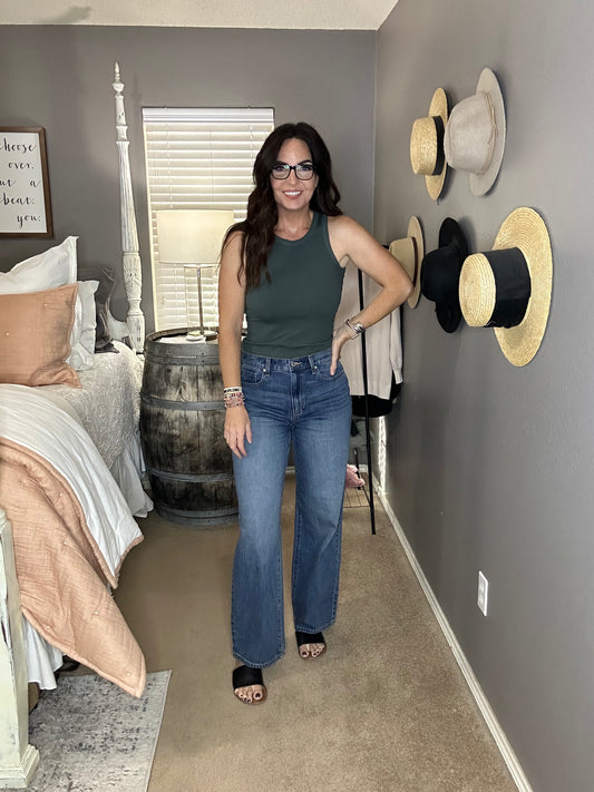 High Rise Wide Leg Medium Wash