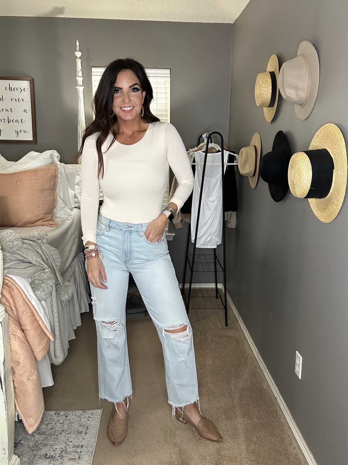 LONG SLEEVE BODYSUIT in NUDE